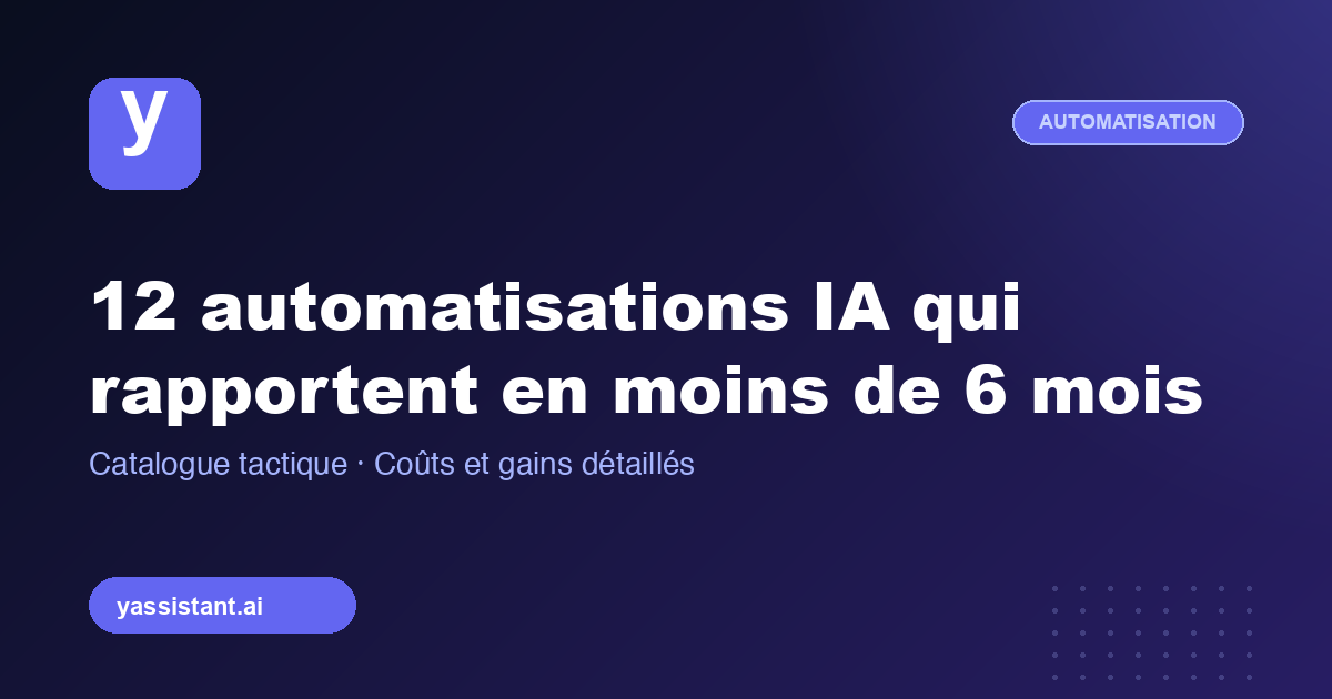 12 automatisations IA à fort ROI pour entreprises en 2026